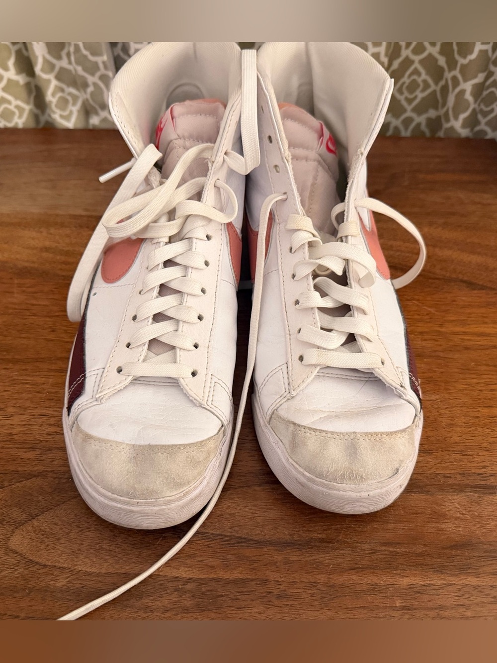Nike White and Pink High-Top Women's Blazers